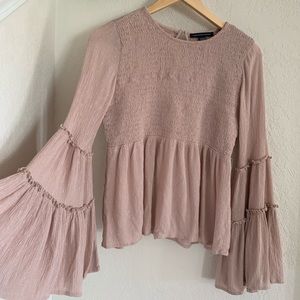 AE Bell Sleeve Boho Blush Pink Top